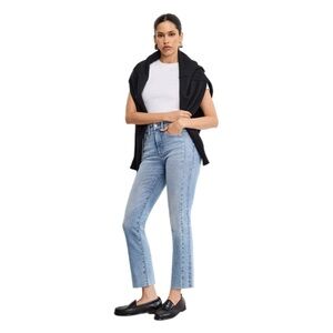 Good American Soft Tech Good Legs Straight Jeans Light Wash Size 2/26